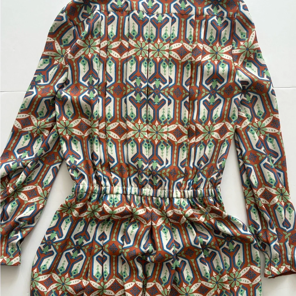 Tory Burch Garden Maze Printed Pleated Midi Dress Size 2 - Picture 7 of 8